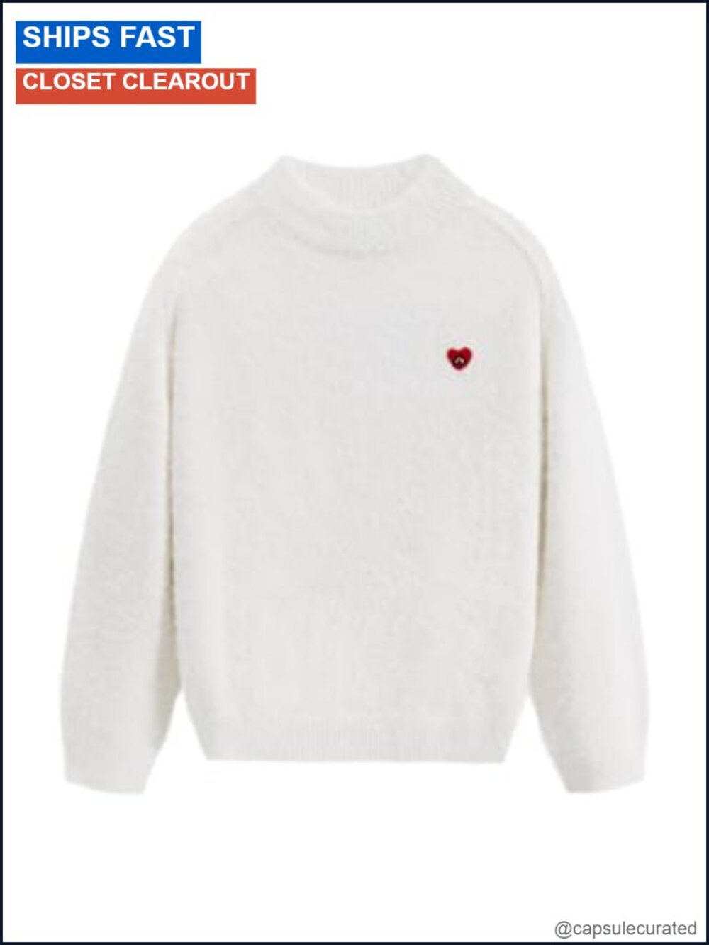 Fuzzy Mohair Oversized Mock Neck Knit Pullover Sweater